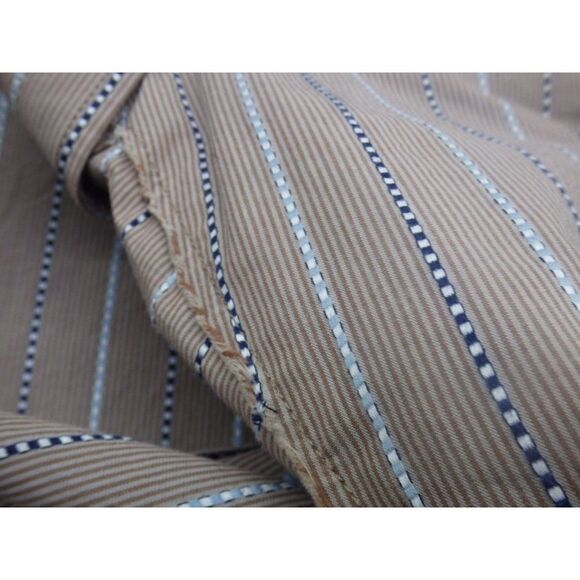 Transcript Men’s Striped Exposed Seam Casual Button Down Shirt, L, Taupe - Picture 10 of 10